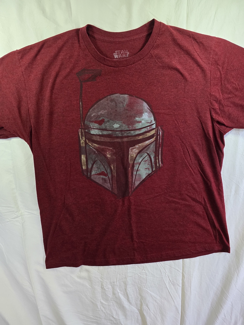 Star Wars Men's Burgundy Boba Fett Helmet Graphic Tee